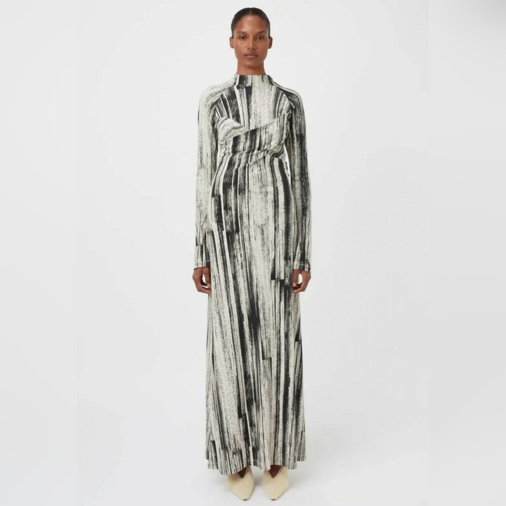 Camilla And Marc Arch Long Sleeve Midi Dress in Black Print